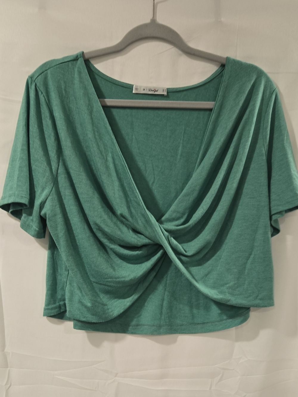 Rosegal Green Draped Twist-Front Crop Top